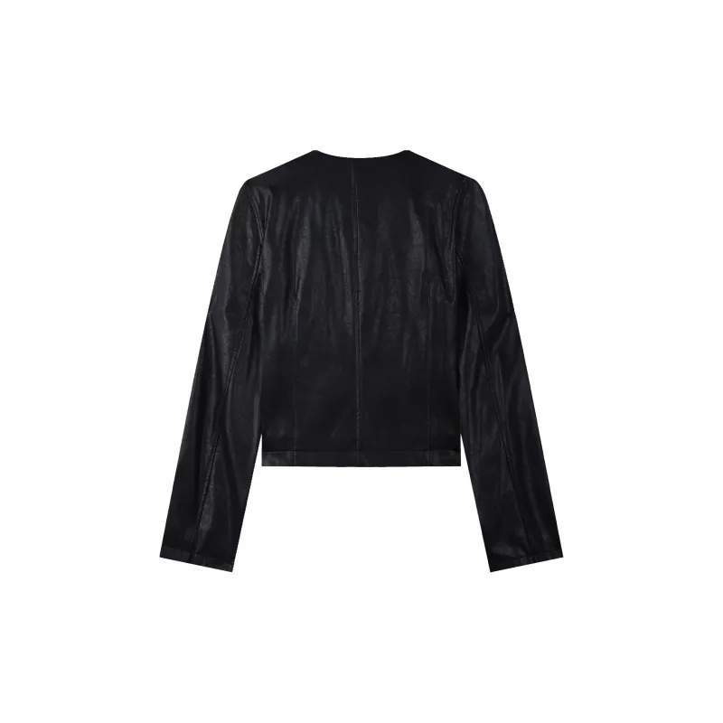 THE SEA LIFE Leather Jacket Women's Black Mage-1