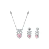 Princess Knot Necklaces+Earrings with Pink Zircon