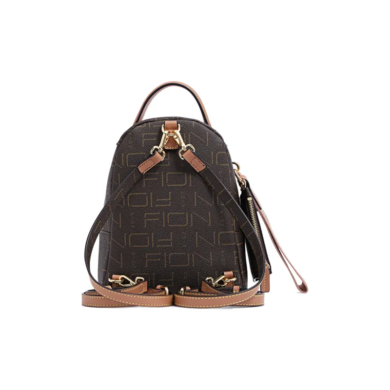 FION Artificial Leather With Cow Leather Backpack Women's-3