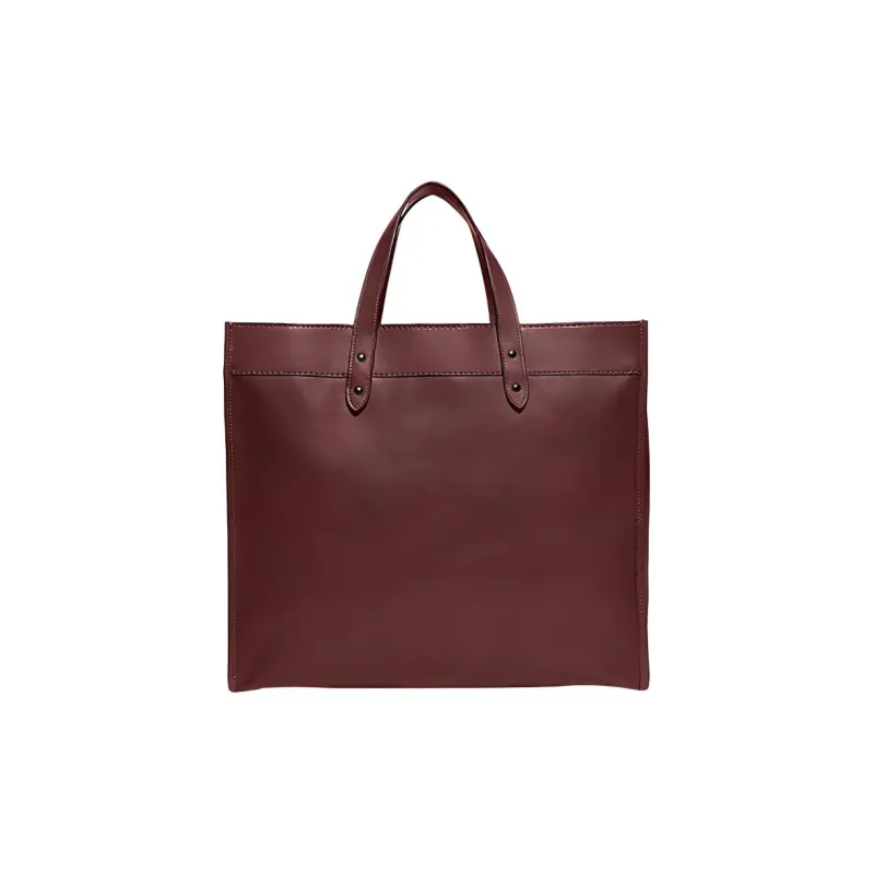 COACH Field Cow Leather Tote Bag Shopping Bag Handbag Shoulder Bag Crossbody Bag Large Size Unisex Dark Red-2