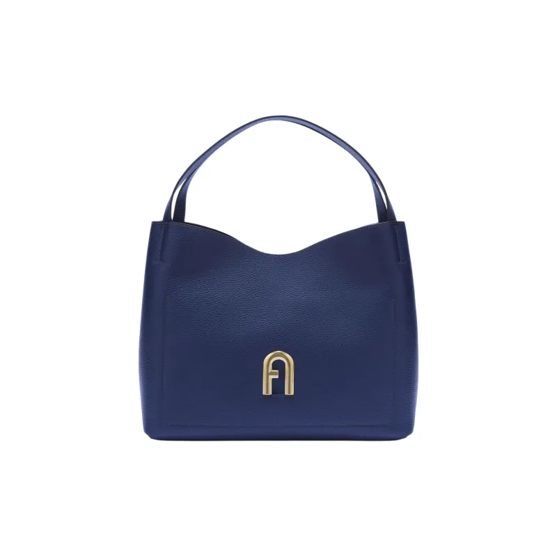 Furla Primula Grained Calfskin Hobo Bag Handbag Shoulder Bag Women's Marine Blue-0