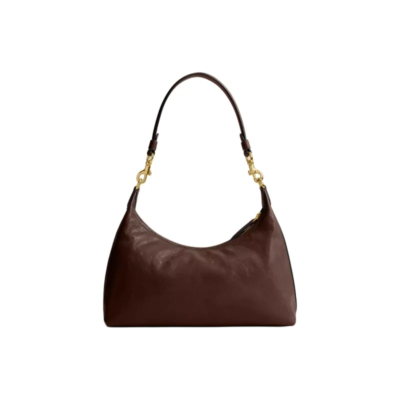 COACH Leather Portable Crossbody Bag Shoulder Bag Large Size Women's Coffee-2