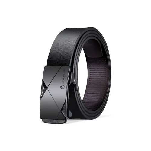 AUGTARLION Business Luxe Cut off Flat Front Waistband Pants Leather Belts Men's Width  3.5cm