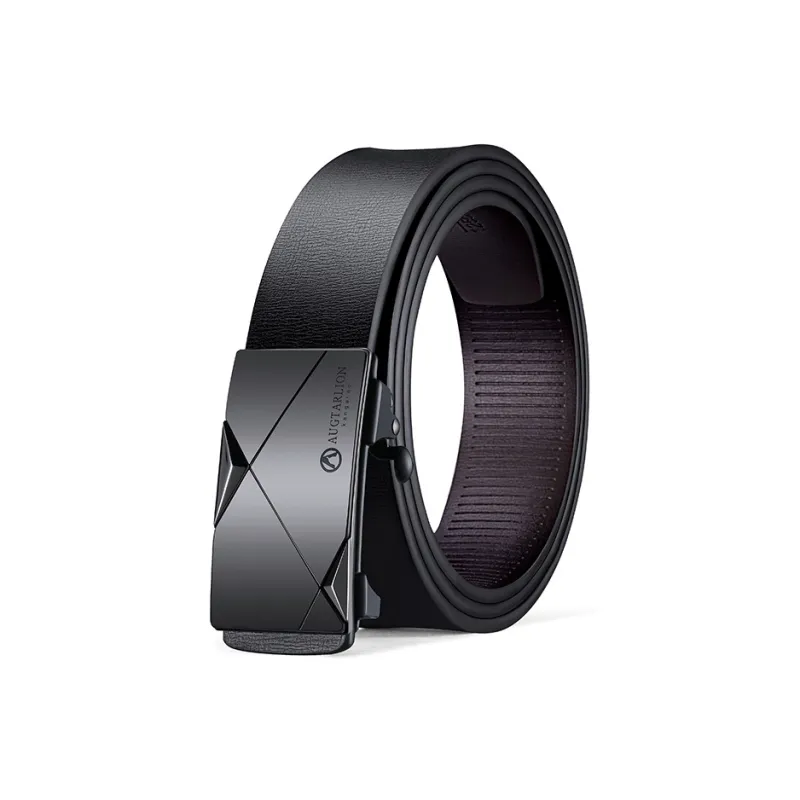 AUGTARLION Business Luxe Cut off Flat Front Waistband Pants Leather Belts Men's Width  3.5cm-0