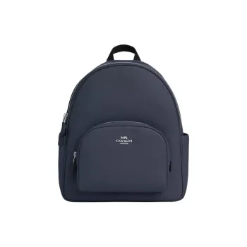 COACH Court Pebbled Leather Backpack Large Size Women's Silver & Denim Blue