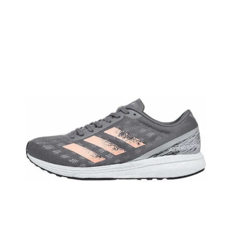 Adidas Adizero Boston 9 Cushioned Slip-Resistant Low-Top Marathon Running Shoes Women's Light Orange Gray-0
