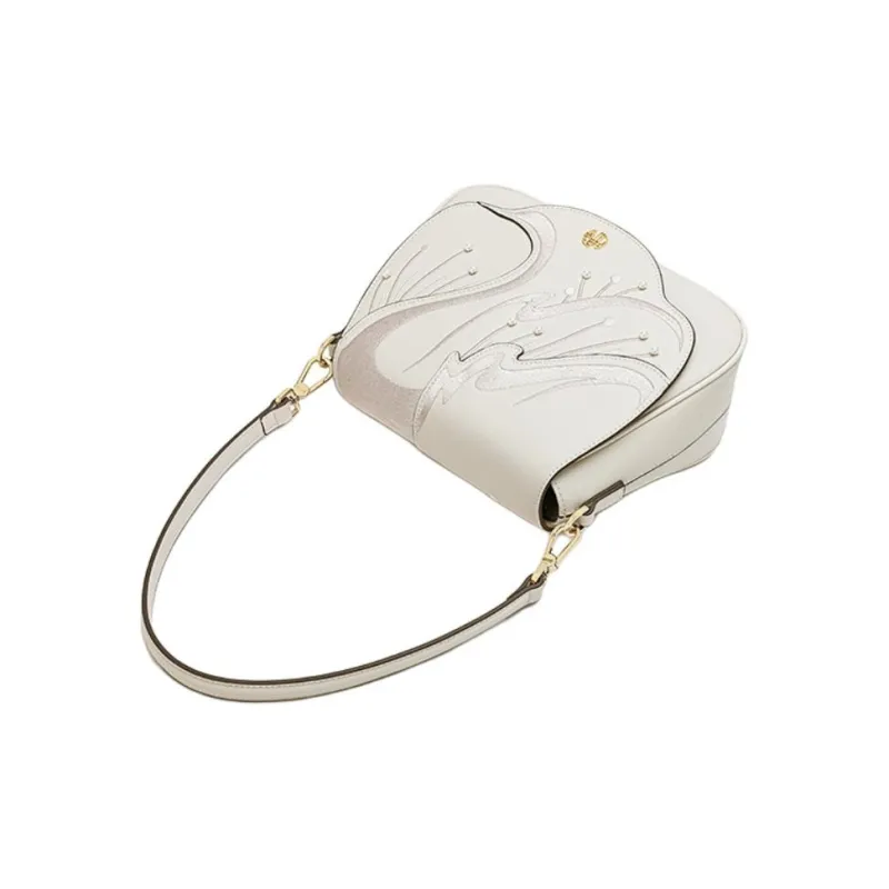 Ancient Yi Xi Cow Leather Cheongsam Shoulder Bag, Crossbody Bag Women's Elegant White-4
