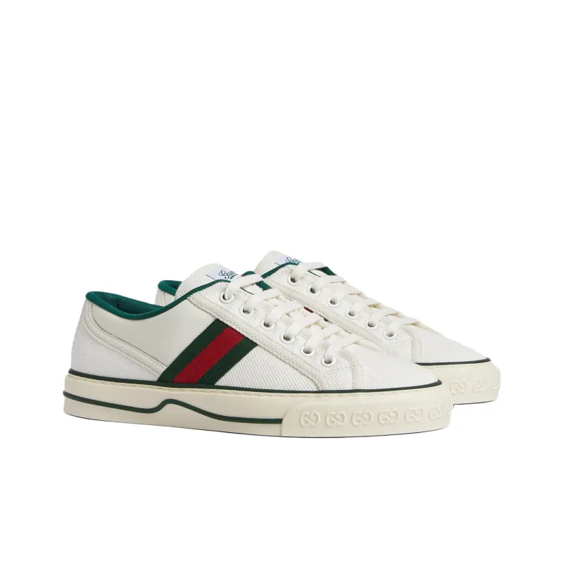 GUCCI Tennis 1977 Low Top Skateboard Shoes Women's White Green-2