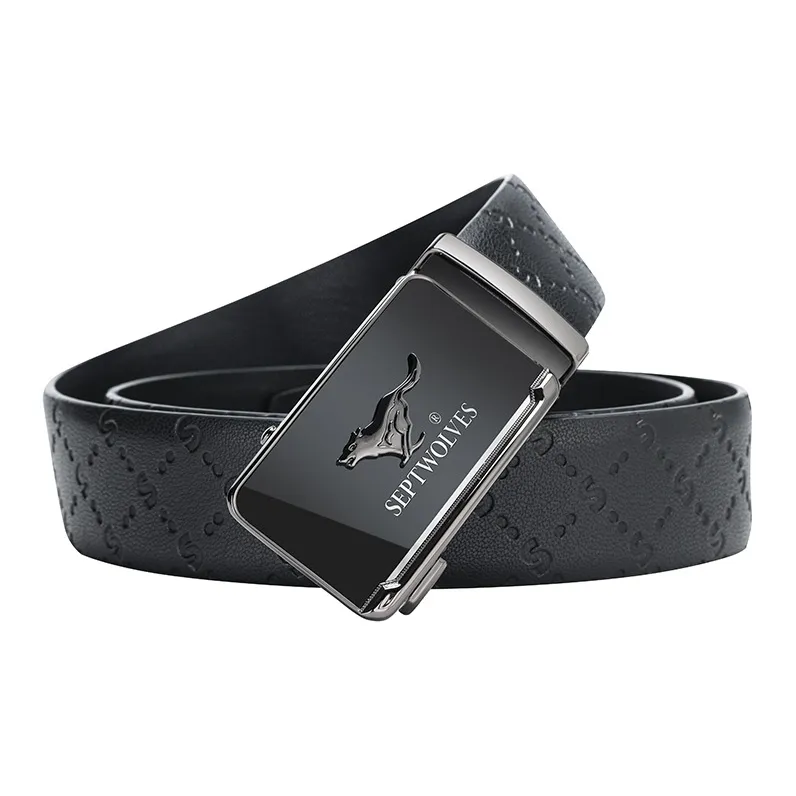 SEPTWOLVES Cow Leather Leather Belts Men's Width  3.5cm-2