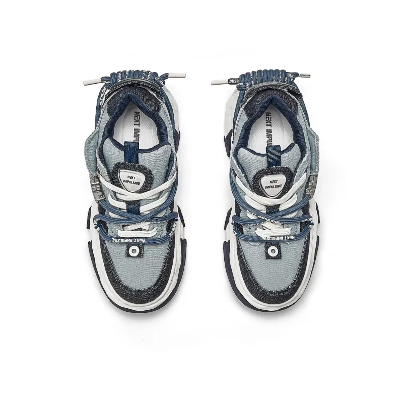 NEXT IMPULSIVE Dissolving Collection Low Top Stylish Skateboarding Shoes Unisex Denim Blue-3
