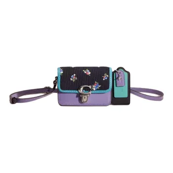 COACH Studio Patent Leather Shoulder Bag Crossbody Bag Mini Women's Silver & Light Purple
