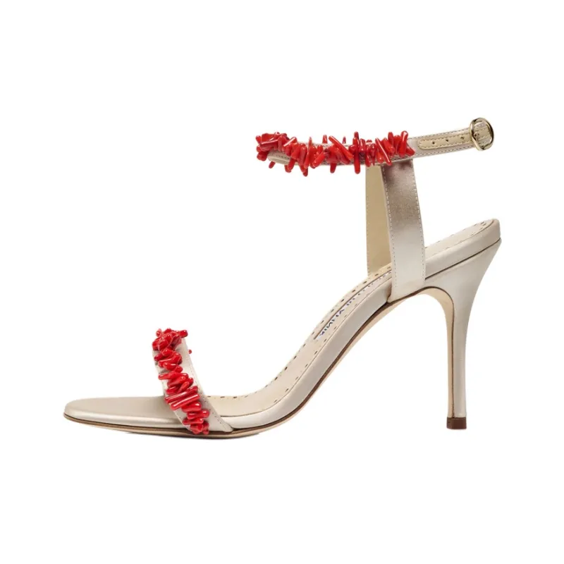 MANOLO BLAHNIK Cienzan One Strap Sandals 9cm Women's Red-0