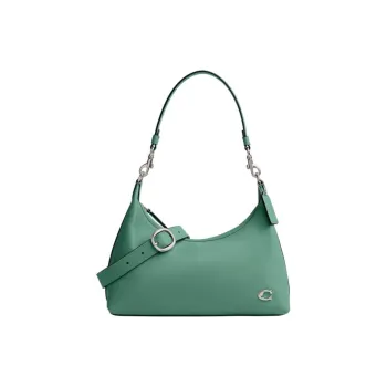 COACH Juliet Glove Tanned Leather Portable Crossbody Bag Shoulder Bag Large Size Women's Silver & Sea Sapphire Blue