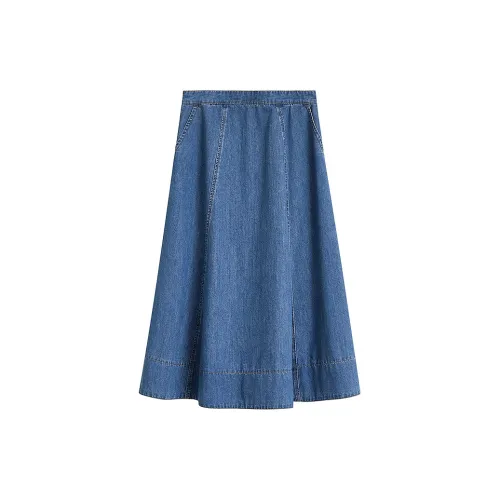 Inman Denim Long Skirts Women's Dark Denim Blue