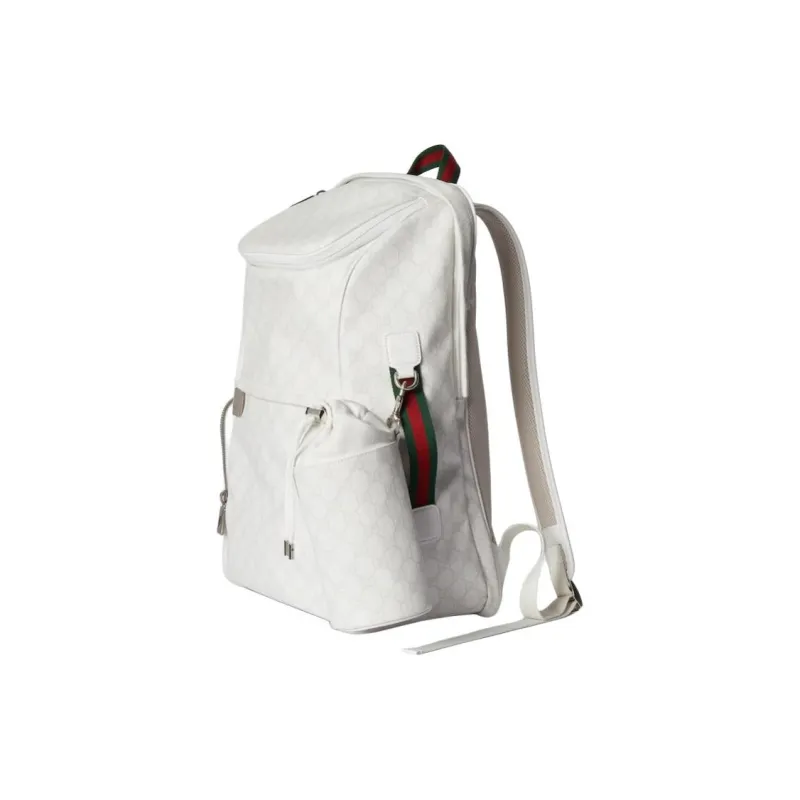 GUCCI Leather Trim Backpack Tubas Men's White-1