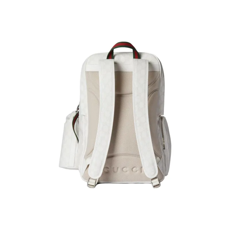 GUCCI Leather Trim Backpack Tubas Men's White-4