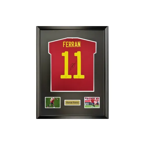 Three For Ferran Torres 2021 UEFA European Football Championship Spain Team Autographed Soccer Apparel Jersey