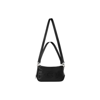 Feng Chen Wang Cow Leather Shoulder Bag, Handbag, Shoulder Bag, Crossbody Bag Medium Size Unisex Black