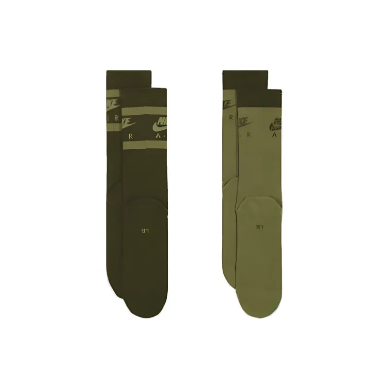 Nike Essential Mid-Calf Socks Unisex 2 Pack Green-2
