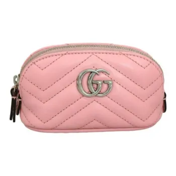 GUCCI GG Marmont Leather Coin Purse Women's Pink