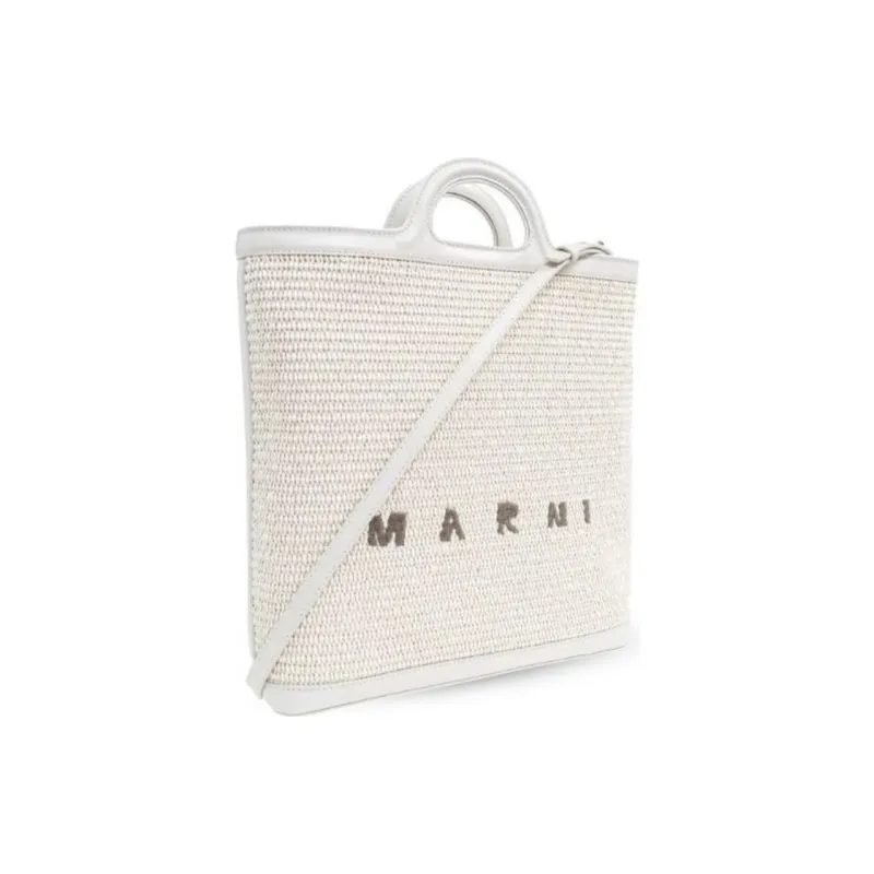 MARNI Tropicalia Logo Embroidered Raffia Tote Bag-1
