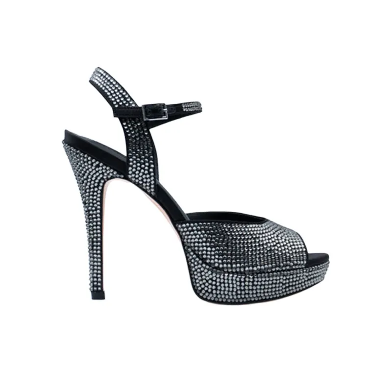 NICOLI Ursula Strap Sandals 12cm Women's Black-1