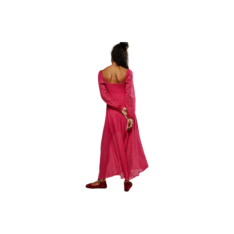FREE PEOPLE Malina Maxi Long-Sleeved Dresses Women's Strangelove/Heart Red-1