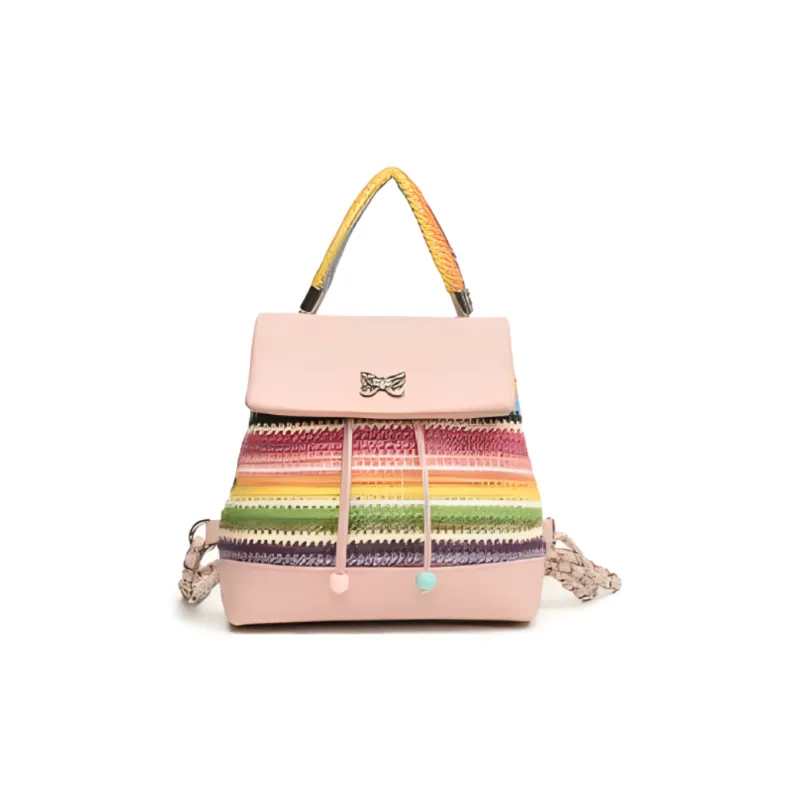 BAODIDAISHU PU Small Backpack Handbag Backpack Regular Women's Silver Green Pink-8