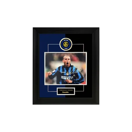 Three For Big Ronaldo Personal Autograph Framed Photo Includes SA Certificate International Beige Blue Era