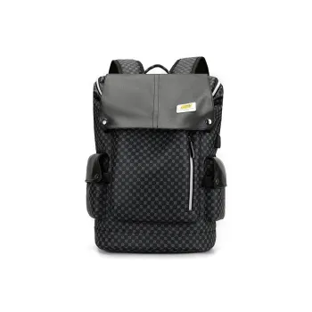 BAODIDAISHU PU Rechargeable Backpack Men's Black Gray