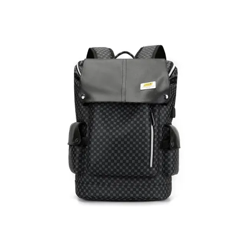 BAODIDAISHU PU Rechargeable Backpack Men's Black Gray