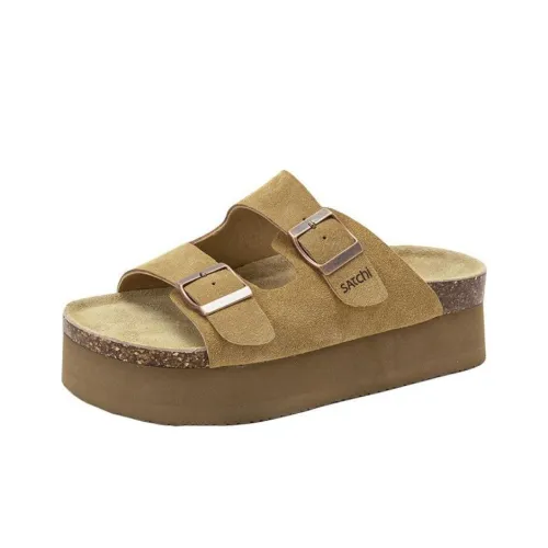 Satchi Slide Slippers Women's Yellow Brown