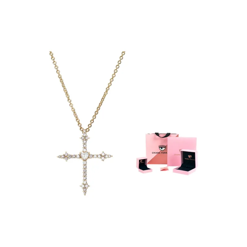CHIARA FERRAGNI Zircon Water Coated 18K Gold Italian Lightweight Luxury Necklace Advanced Accessory Women's Gold-1
