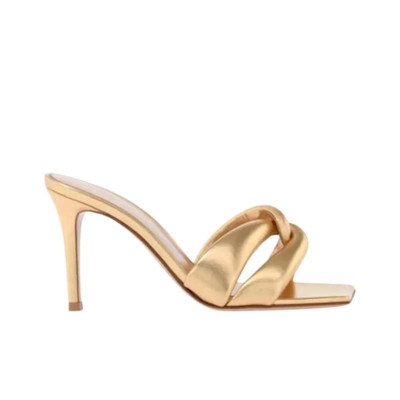 GIANVITO ROSSI Slide Slippers 8.5cm Women's Gold-1