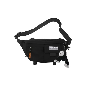 Warrior Nylon Fanny Pack Backpack Sling Bag Large Size Unisex Black/White