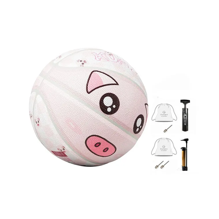 Kuangmi Checkerboard Collection PU Basketball White Pink Size 7 Training Unisex-3
