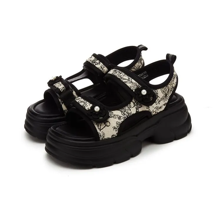 DAPHNE Beach Sandals Women's Black/Beige-5
