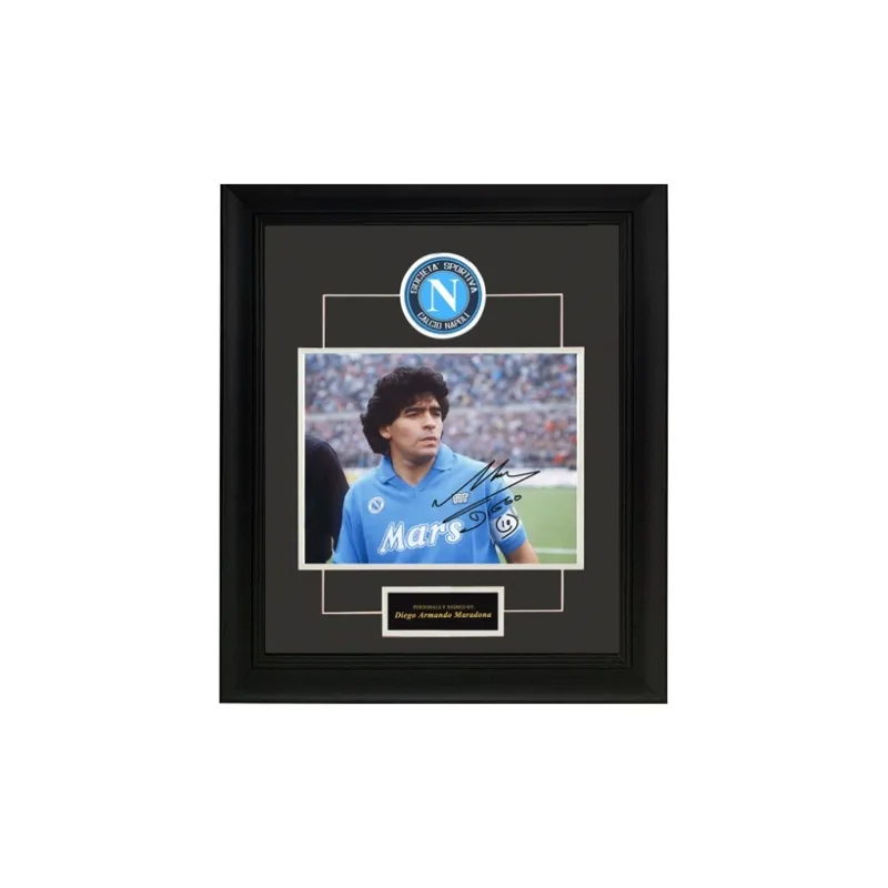 Three For Diego, Maradona, Autographed Photo, Framed, Includes SA Certificate, Napoli Period-0
