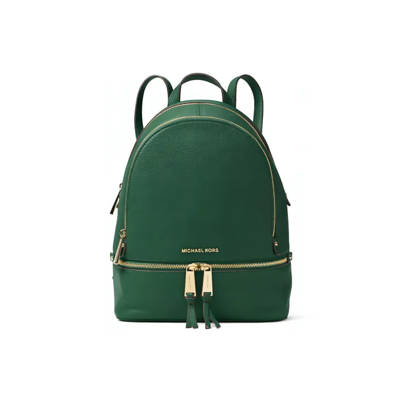 MICHAEL KORS Rhea Zip Leather Backpack Medium Size Women's Green-0