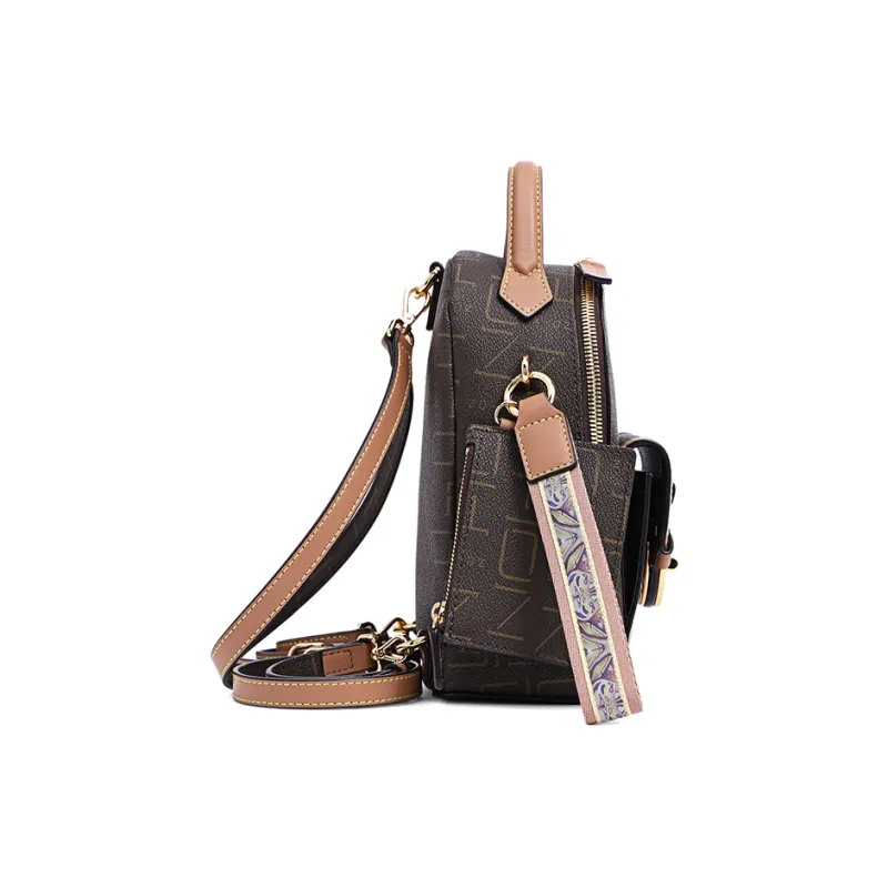FION Artificial Leather With Cow Leather Backpack Women's-2