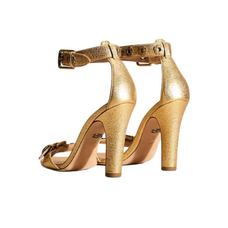 COACH Elizabeth Strap Sandals 10cm Women's Gold-3