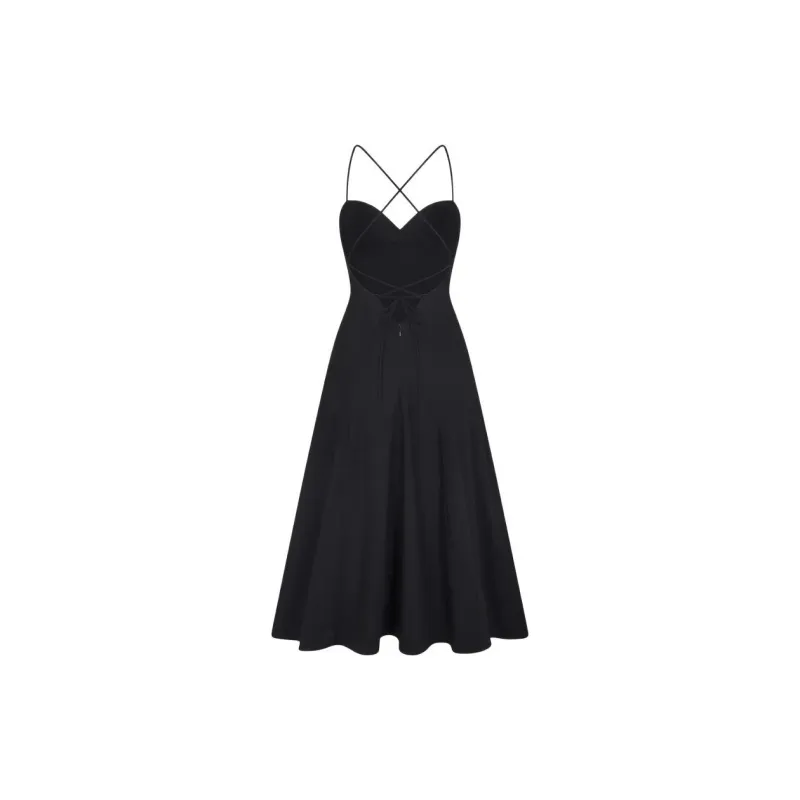 Khy SS24 DROP 007 Poplin Low Back Midi Dress Slip Dresses Women's Black-1