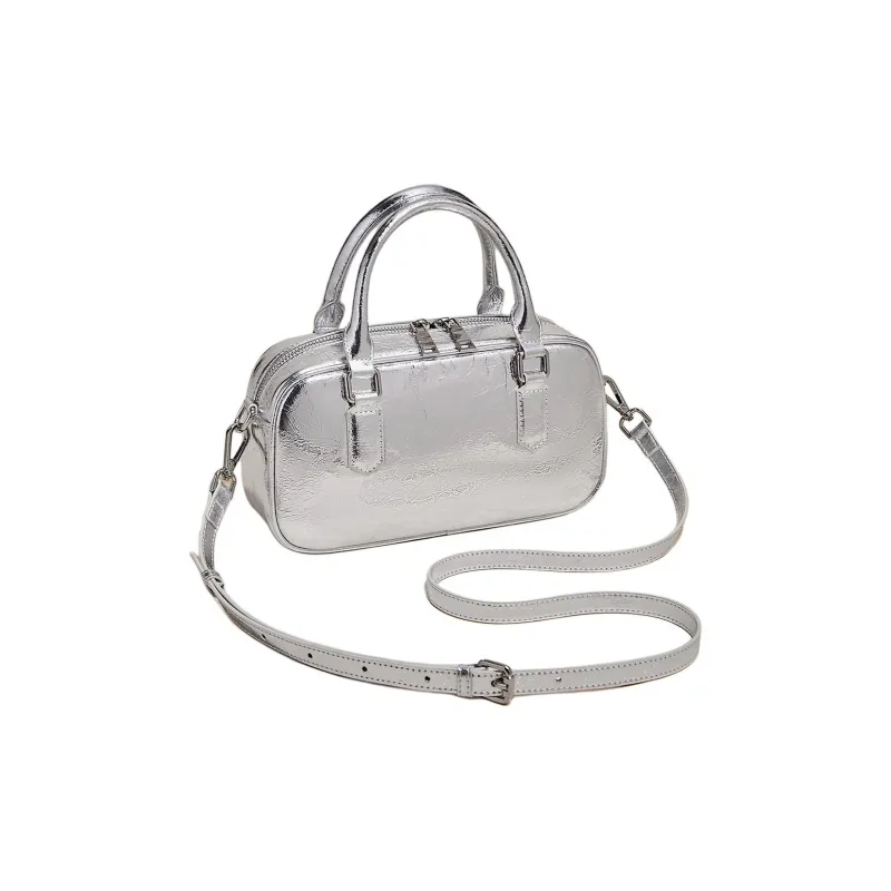 Marino Orlandi Cow Leather Handbag Regular Women's Black/Silver-6