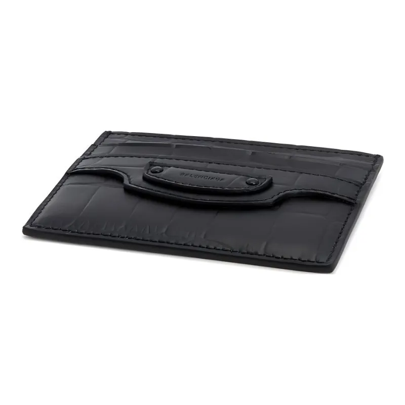 Balenciaga Neo Classic Cow Leather Card Clip Card Holder Women's Black-4