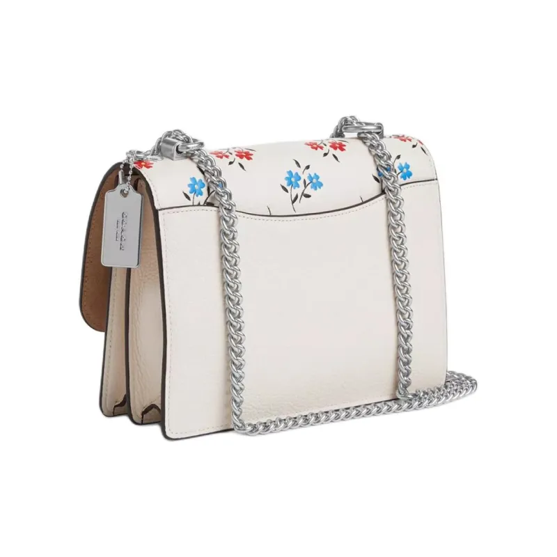 COACH Klare Delicate Pebbled Leather Shoulder Bag Crossbody Bag Small Size Women's Silver & Chalk Multicolor-1