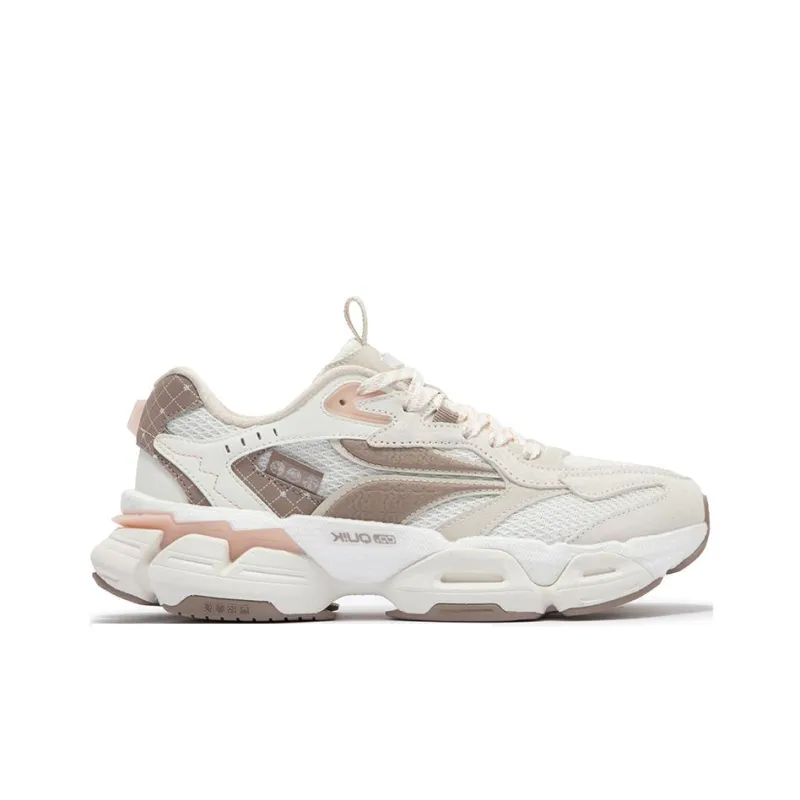 361° Spiritual Gaze PRO Cushioning Wear-Resistant Low-Top Chunky Sneakers Women's White Brown-1