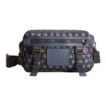 COACH Print CORDURA® Patch Refined Calfskin Shoulder Bag, Crossbody Bag Tubas Women's Bronze & Black & Marine Blue