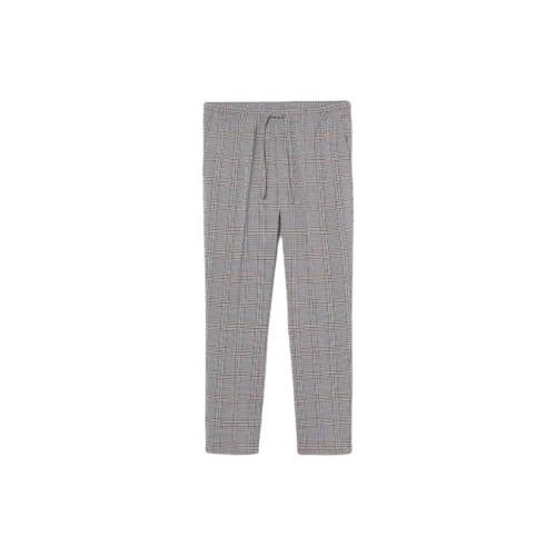 H&M Casual Pants Men Deep Rice Color/gray Plaid