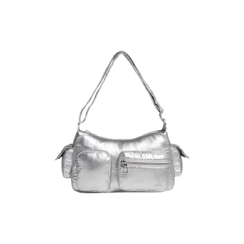 Adidas Polyurethane Handbag, Shoulder Bag Regular Women's Metallic Silver