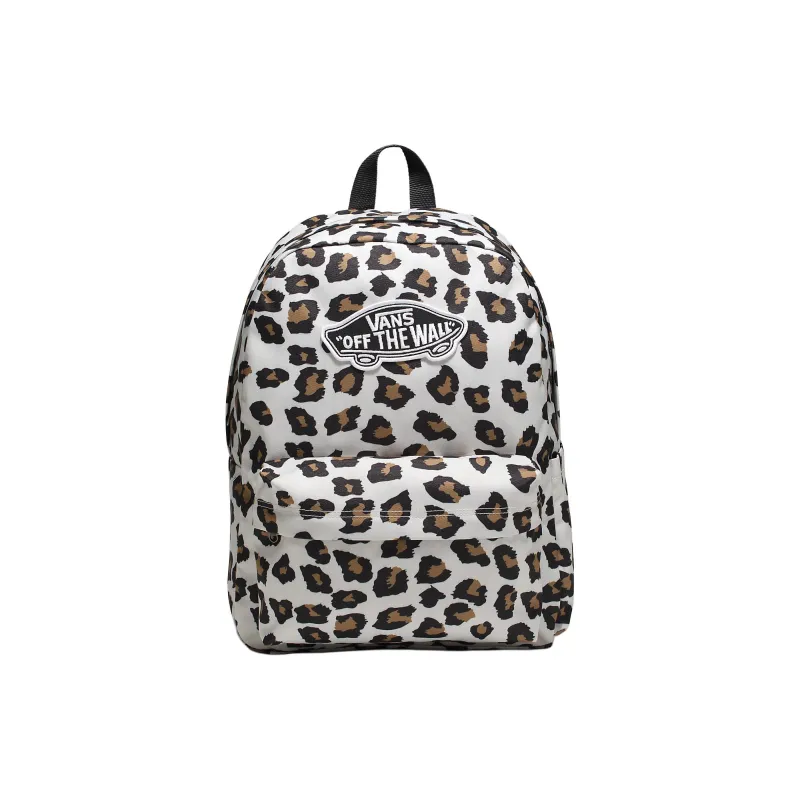Vans Polyester Coated Polyurethane Backpack Regular Unisex White With Leopard Accents-0